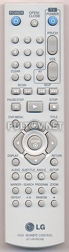 6711R1P070B пульт для DVD-плеера LG