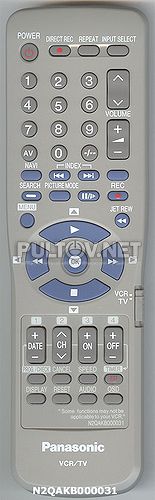 N2QAKB000031 пульт для видеомагнитофона PANASONIC NV-FJ630EU и других (с возможностью доп управления ТВ)