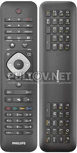 2422 549 90521 двухсторонний пульт для телевизора PHILIPS 40PFL7007T/12 и других (черный/ черный)