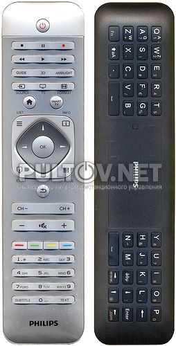 2422 549 90522 двухсторонний пульт для телевизора PHILIPS 42PFL6877T/60 и других (серебро / чёрный)