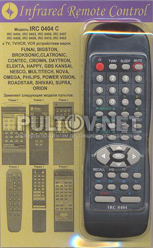 заменяющий IRC-0404D TV Funai S2100PF, S2500PF, S2900PF , MK11, MK12, FA-1413H