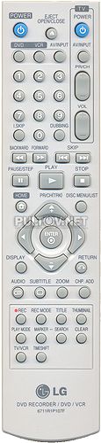 6711R1P107F пульт для DVD RECORDER / DVD / VCR LG 