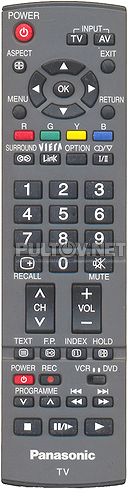 EUR7651140 , N2QAYB000227 , N2QAKB000065 неоригинальный пульт для телевизора Panasonic