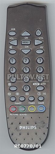 RC0770/01 неоригинальный пульт для телевизора Philips 20PT118A и др.