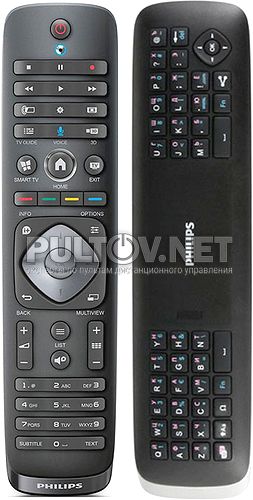 99659002**** двухсторонний пульт с русской клавиатурой и SMART TV для телевизора Philips 49PUS7909/51 (вариант 2) 