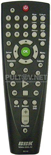 RC116 пульт для DVD-плеера BBK DV116SI