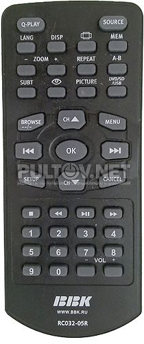 RC032-01R ,  RC032-05R , RC032-03R пульт для DVD-плеера BBK DL7016Sl и др.