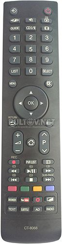 CT-8068 неоригинальный пульт для телевизора Toshiba 32L5650VN и др.