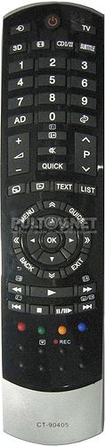 CT-90405, CT-90404 неоригинальный пульт для телевизора TOSHIBA 40TL963RB и других