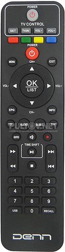 DDT103, DDT105 пульт для DVB-T2-приёмников DENN