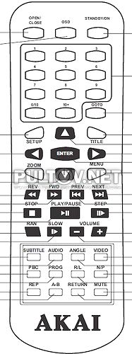 JX-9006A пульт для DVD-плеера AKAI V-P4965KDSM