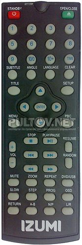 RC-0011DVD, WS-528B пульт для DVD-плеера Izumi DD20D100KB и др.
