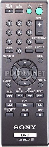 RMT-D197A пульт для DVD-плеера Sony DVP-SR201P и др.