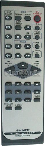 RRMCG0408AWSA пульт для музыкального центра Sharp XL-HP404