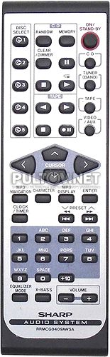 RRMCG0409AWSA пульт для музыкального центра Sharp XL-HP434 