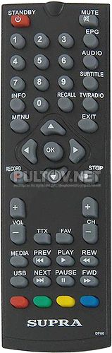 SUPRA DF00 пульт для ресивера DVB-T2 SUPRA SDT-98CI