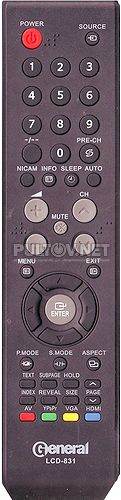 LCD-831 , GENERAL LCD-831 пульт для телевизора SHIVAKI и GENERAL