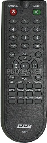 RC520 пульт для музыкального центра BBK ABS520U